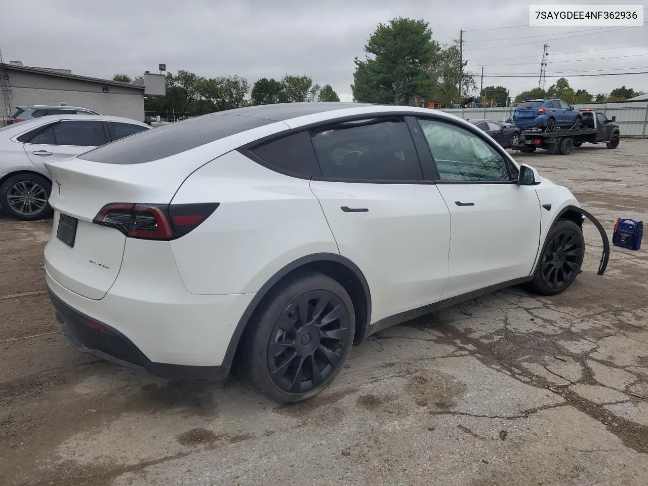 2022 Tesla Model Y VIN: 7SAYGDEE4NF362936 Lot: 73454704