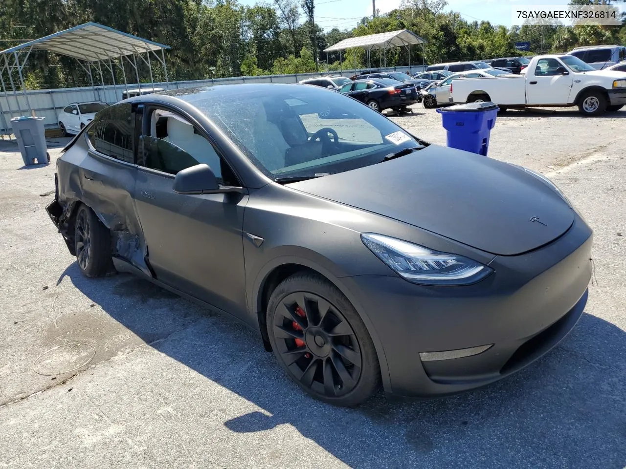 2022 Tesla Model Y VIN: 7SAYGAEEXNF326814 Lot: 73504104