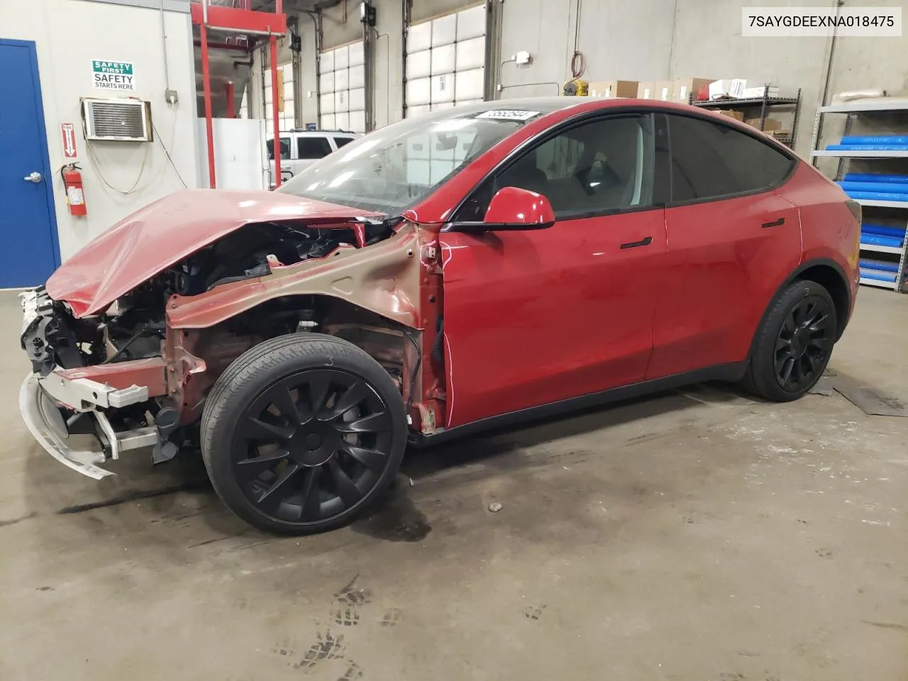 2022 Tesla Model Y VIN: 7SAYGDEEXNA018475 Lot: 73552544