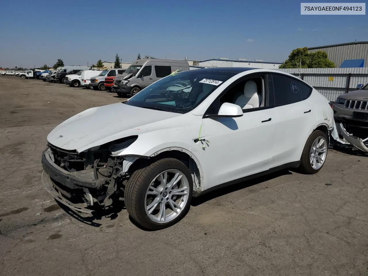 2022 Tesla Model Y VIN: 7SAYGAEE0NF494123 Lot: 73712814