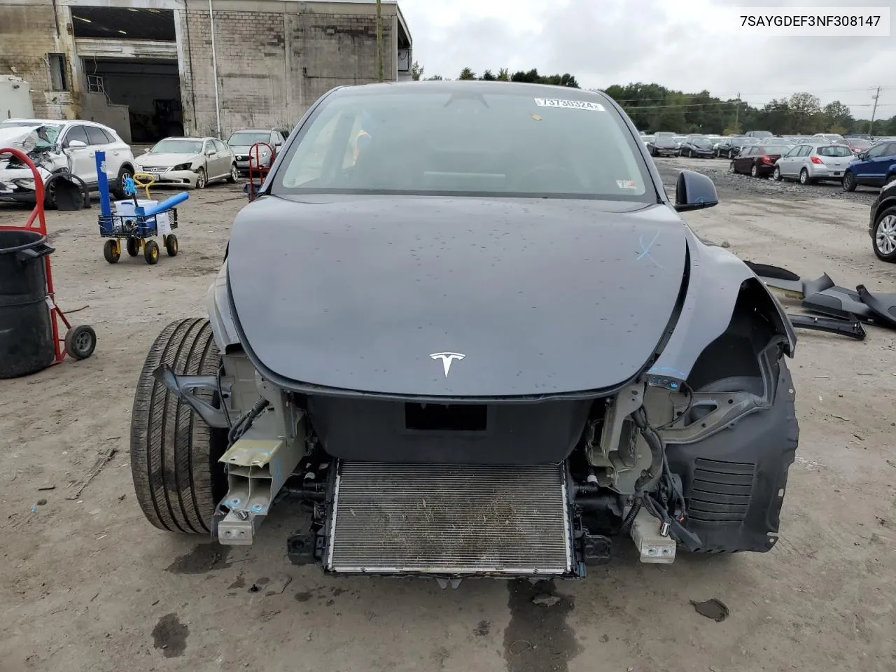 2022 Tesla Model Y VIN: 7SAYGDEF3NF308147 Lot: 73730324