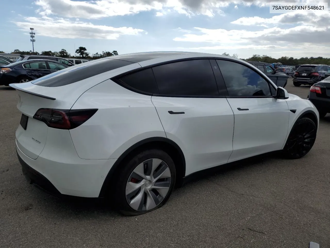 2022 Tesla Model Y VIN: 7SAYGDEFXNF548621 Lot: 73984444