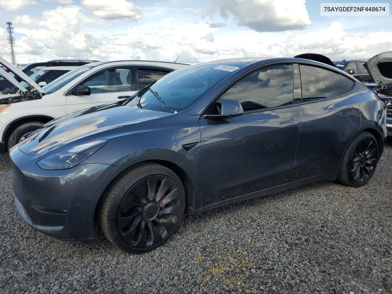 2022 Tesla Model Y VIN: 7SAYGDEF2NF448674 Lot: 73993004