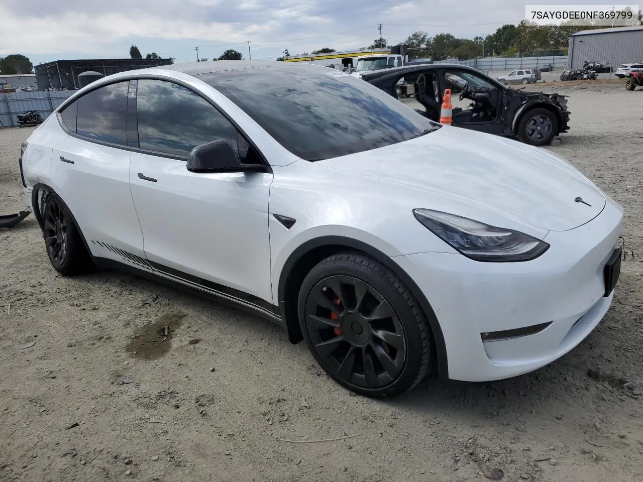 2022 Tesla Model Y VIN: 7SAYGDEE0NF369799 Lot: 74596374