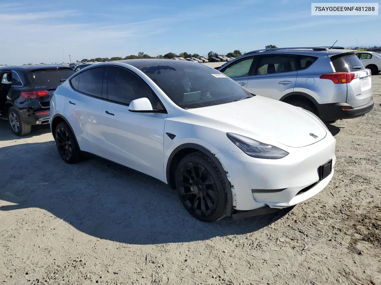 2022 Tesla Model Y VIN: 7SAYGDEE9NF481288 Lot: 74859334