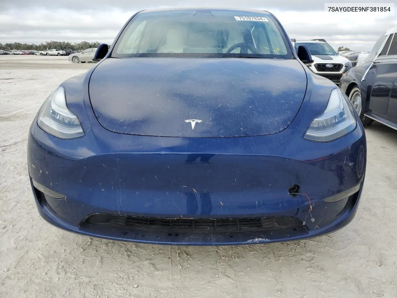 2022 Tesla Model Y VIN: 7SAYGDEE9NF381854 Lot: 75107834