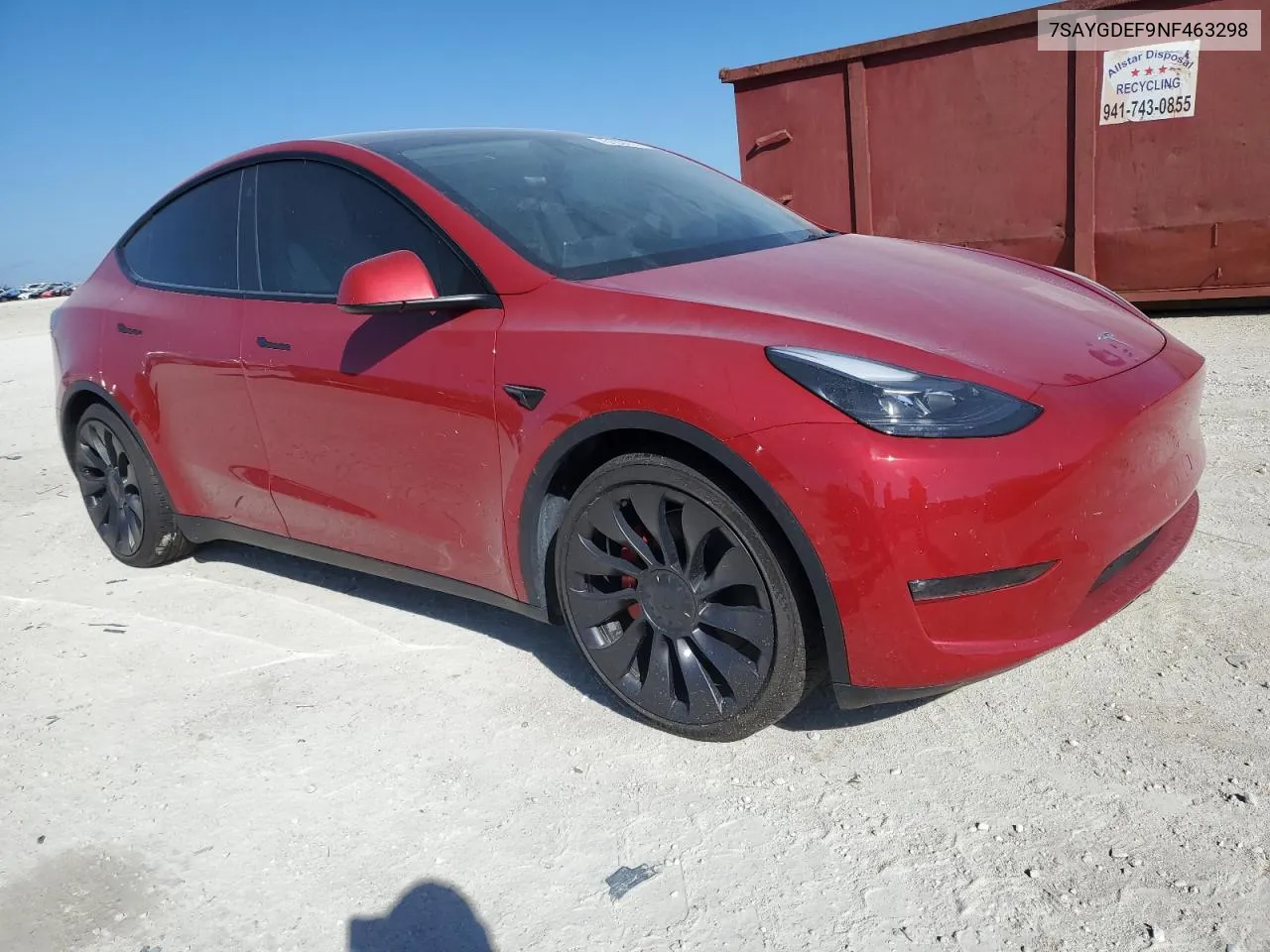 2022 Tesla Model Y VIN: 7SAYGDEF9NF463298 Lot: 75162674