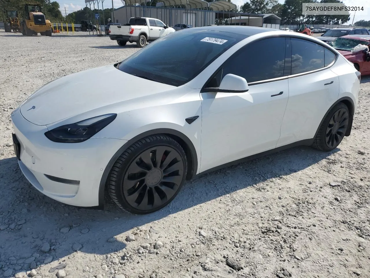 2022 Tesla Model Y VIN: 7SAYGDEF8NF532014 Lot: 75179474