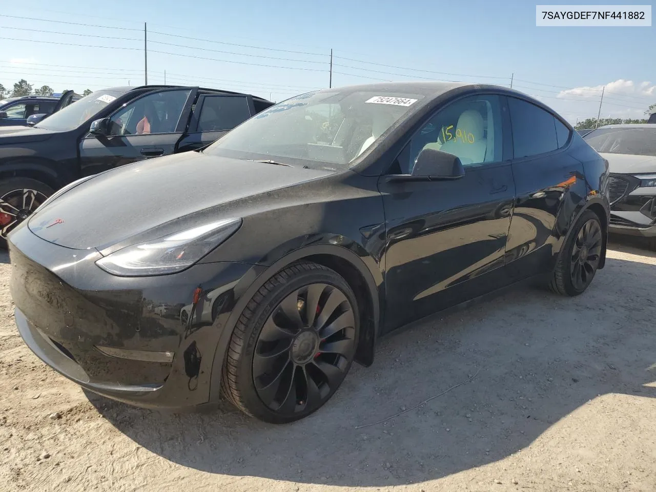 2022 Tesla Model Y VIN: 7SAYGDEF7NF441882 Lot: 75247664