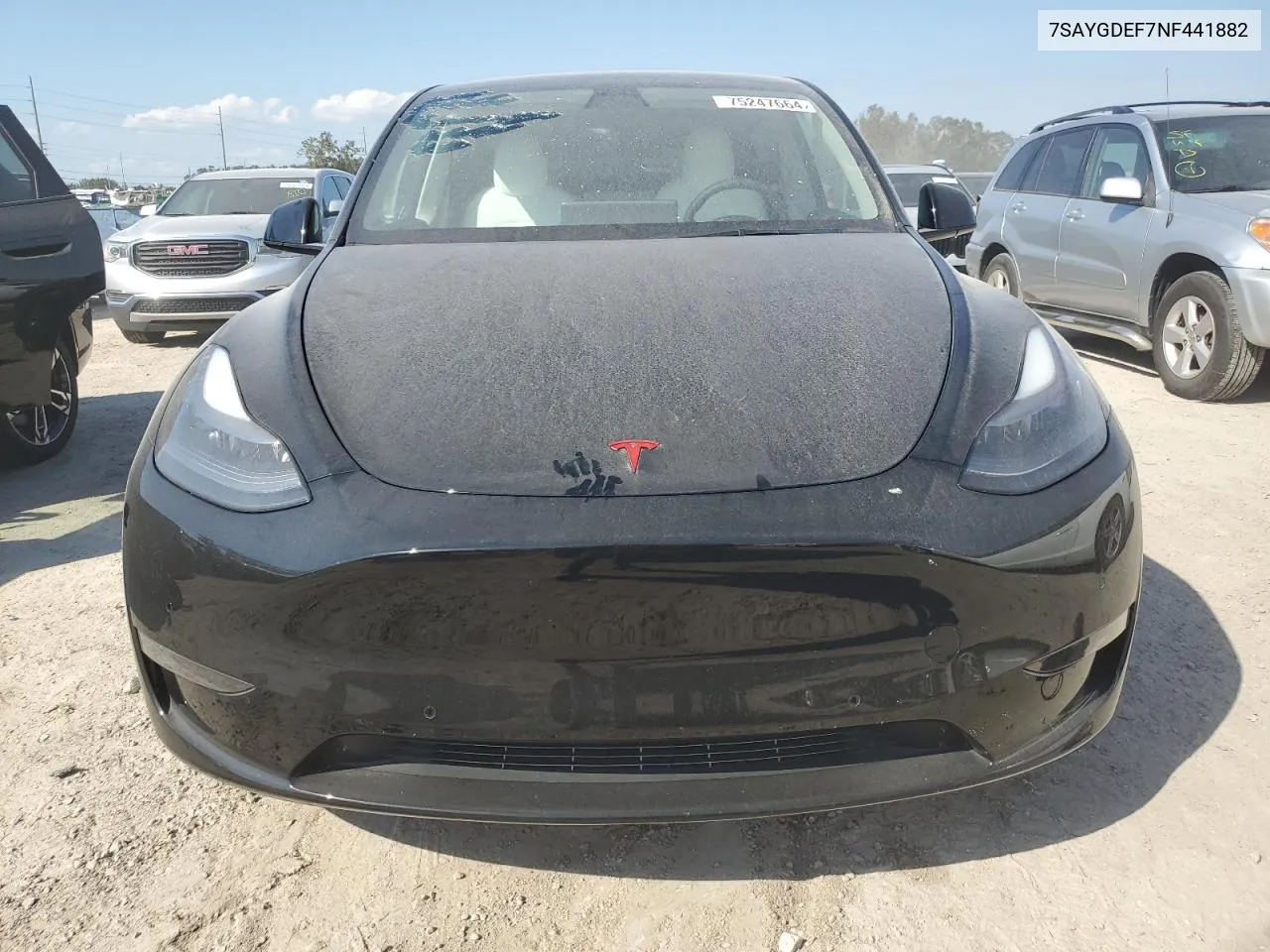 2022 Tesla Model Y VIN: 7SAYGDEF7NF441882 Lot: 75247664