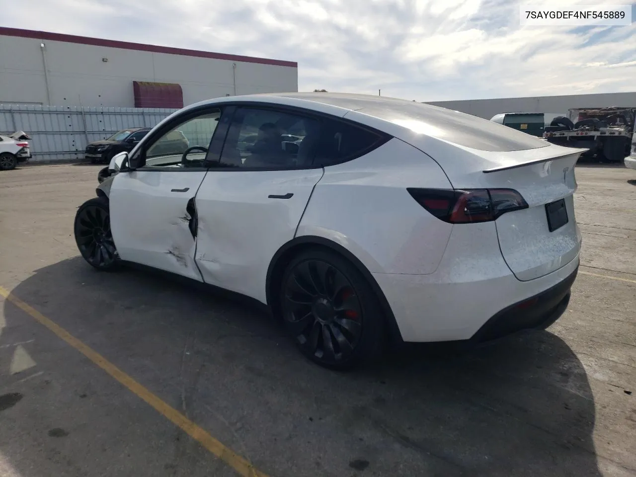 2022 Tesla Model Y VIN: 7SAYGDEF4NF545889 Lot: 75495654