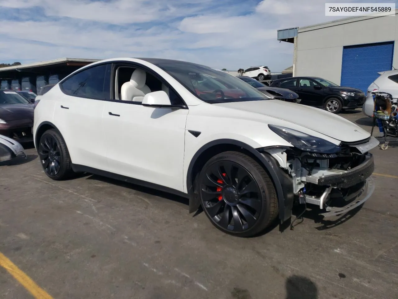 2022 Tesla Model Y VIN: 7SAYGDEF4NF545889 Lot: 75495654