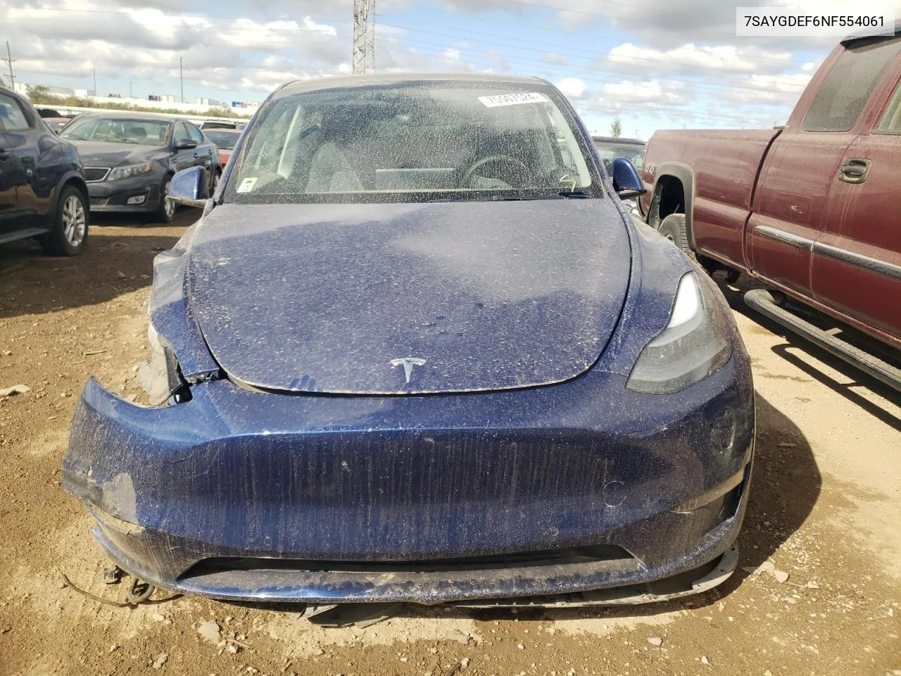 2022 Tesla Model Y VIN: 7SAYGDEF6NF554061 Lot: 75507524