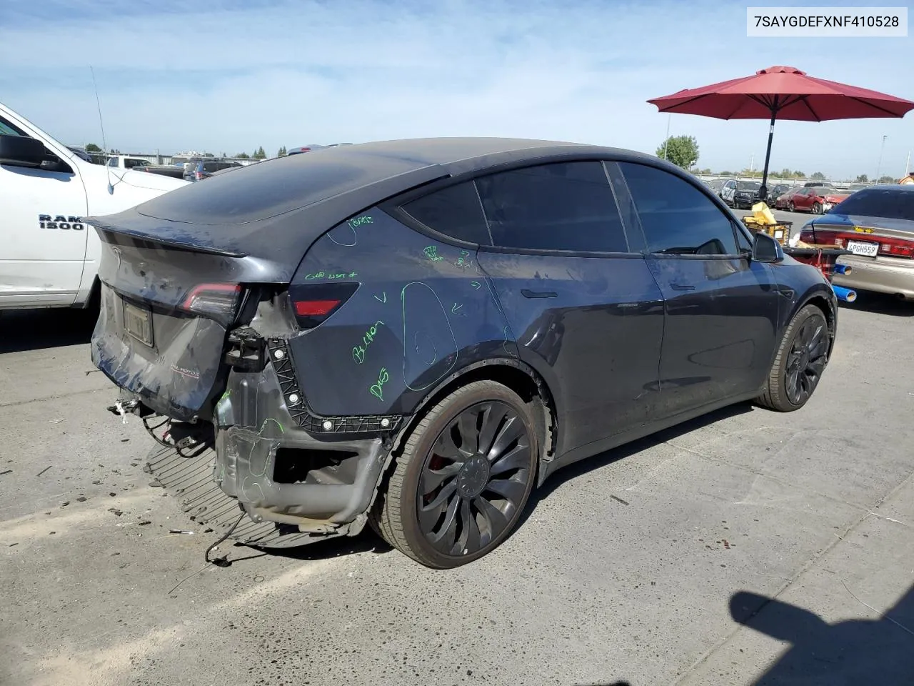 2022 Tesla Model Y VIN: 7SAYGDEFXNF410528 Lot: 75515294