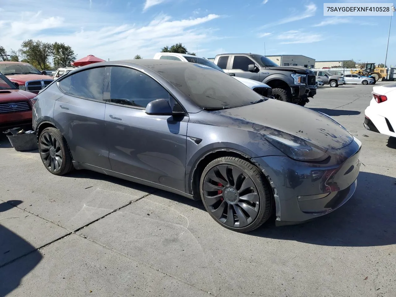 2022 Tesla Model Y VIN: 7SAYGDEFXNF410528 Lot: 75515294