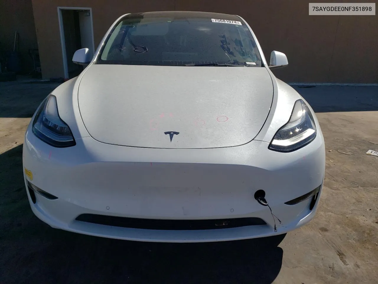 2022 Tesla Model Y VIN: 7SAYGDEE0NF351898 Lot: 75681074