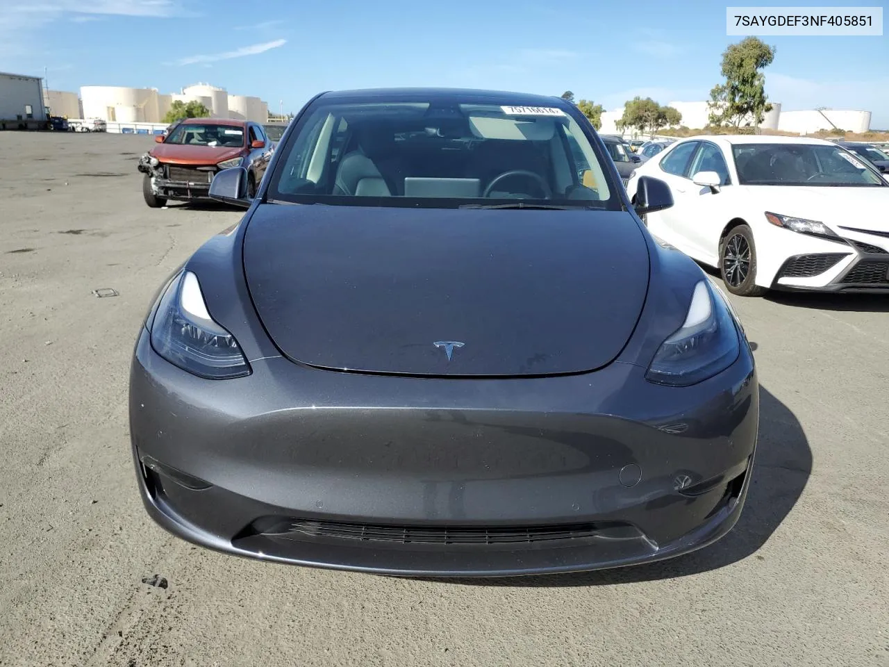 2022 Tesla Model Y VIN: 7SAYGDEF3NF405851 Lot: 75716614