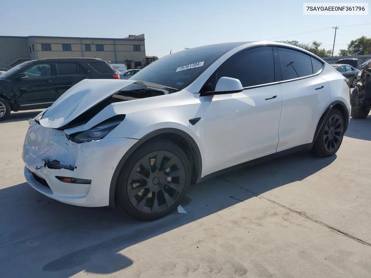 2022 Tesla Model Y VIN: 7SAYGAEE0NF361796 Lot: 75761704