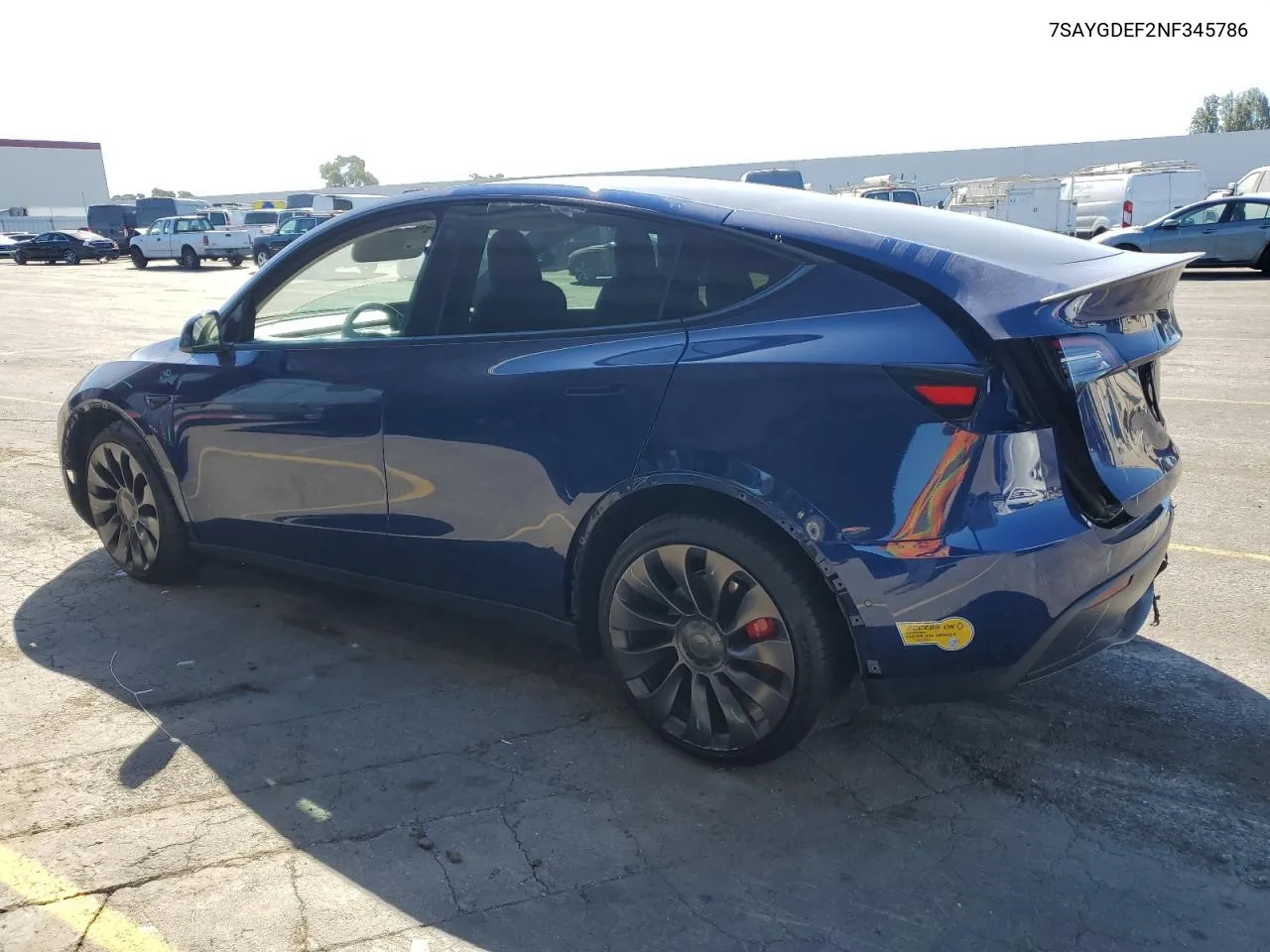 2022 Tesla Model Y VIN: 7SAYGDEF2NF345786 Lot: 75957914