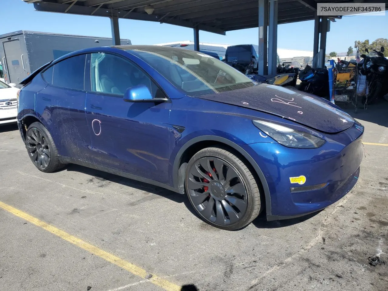 2022 Tesla Model Y VIN: 7SAYGDEF2NF345786 Lot: 75957914