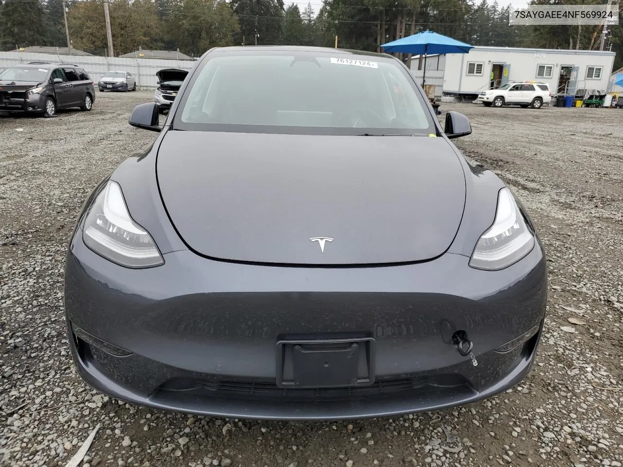 2022 Tesla Model Y VIN: 7SAYGAEE4NF569924 Lot: 76127124