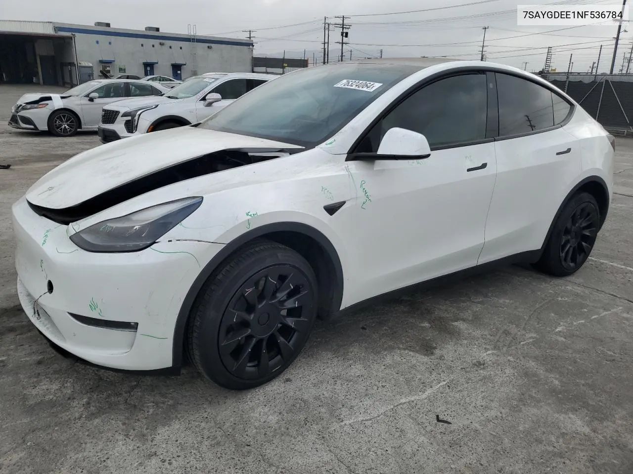 2022 Tesla Model Y VIN: 7SAYGDEE1NF536784 Lot: 76324064