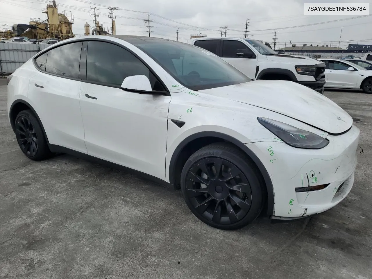 2022 Tesla Model Y VIN: 7SAYGDEE1NF536784 Lot: 76324064