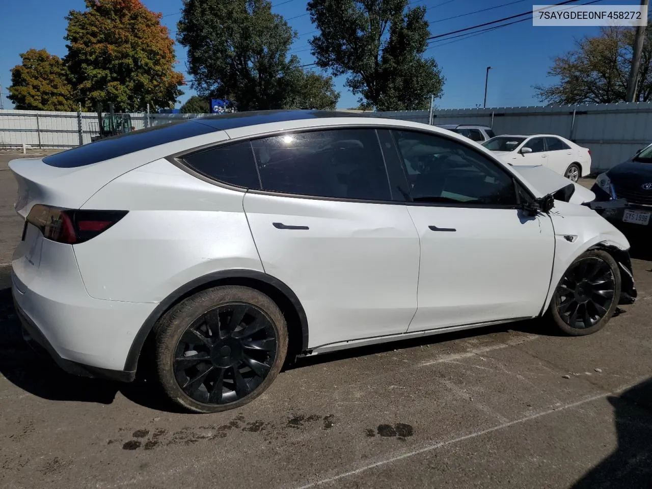 2022 Tesla Model Y VIN: 7SAYGDEE0NF458272 Lot: 76348984