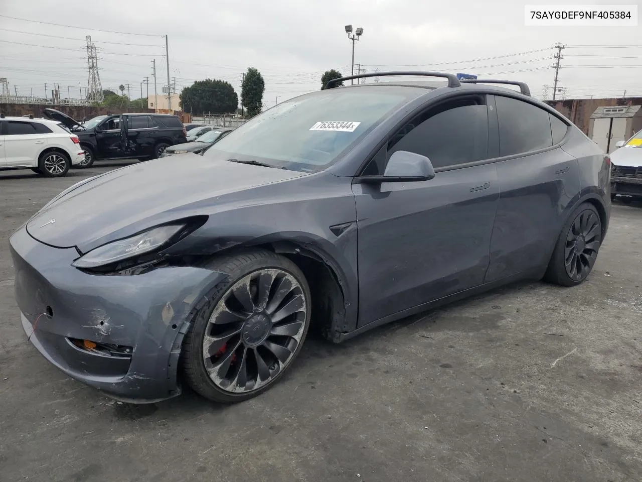 2022 Tesla Model Y VIN: 7SAYGDEF9NF405384 Lot: 76353344