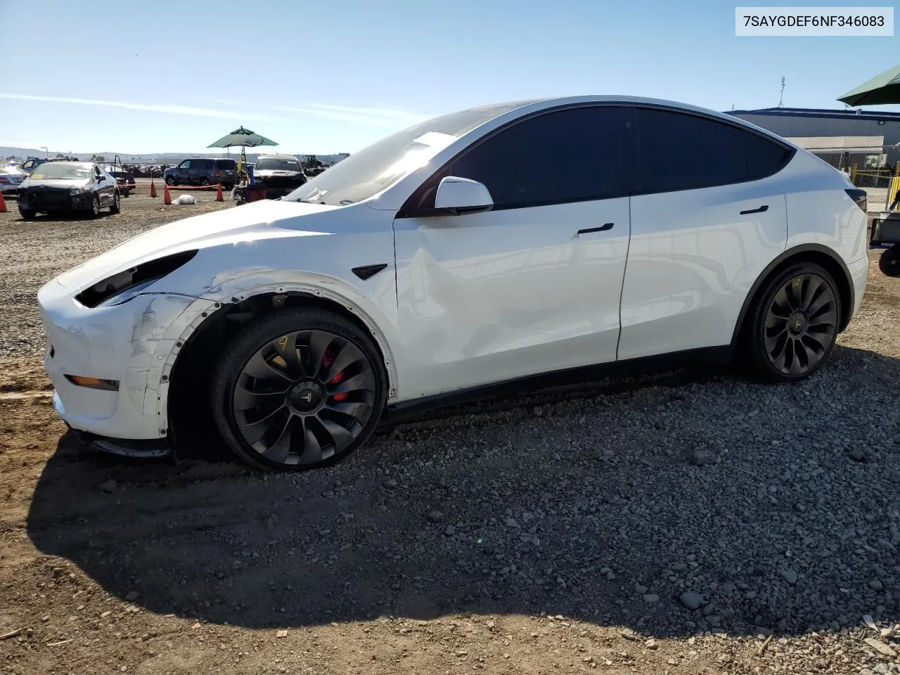 2022 Tesla Model Y VIN: 7SAYGDEF6NF346083 Lot: 77489014