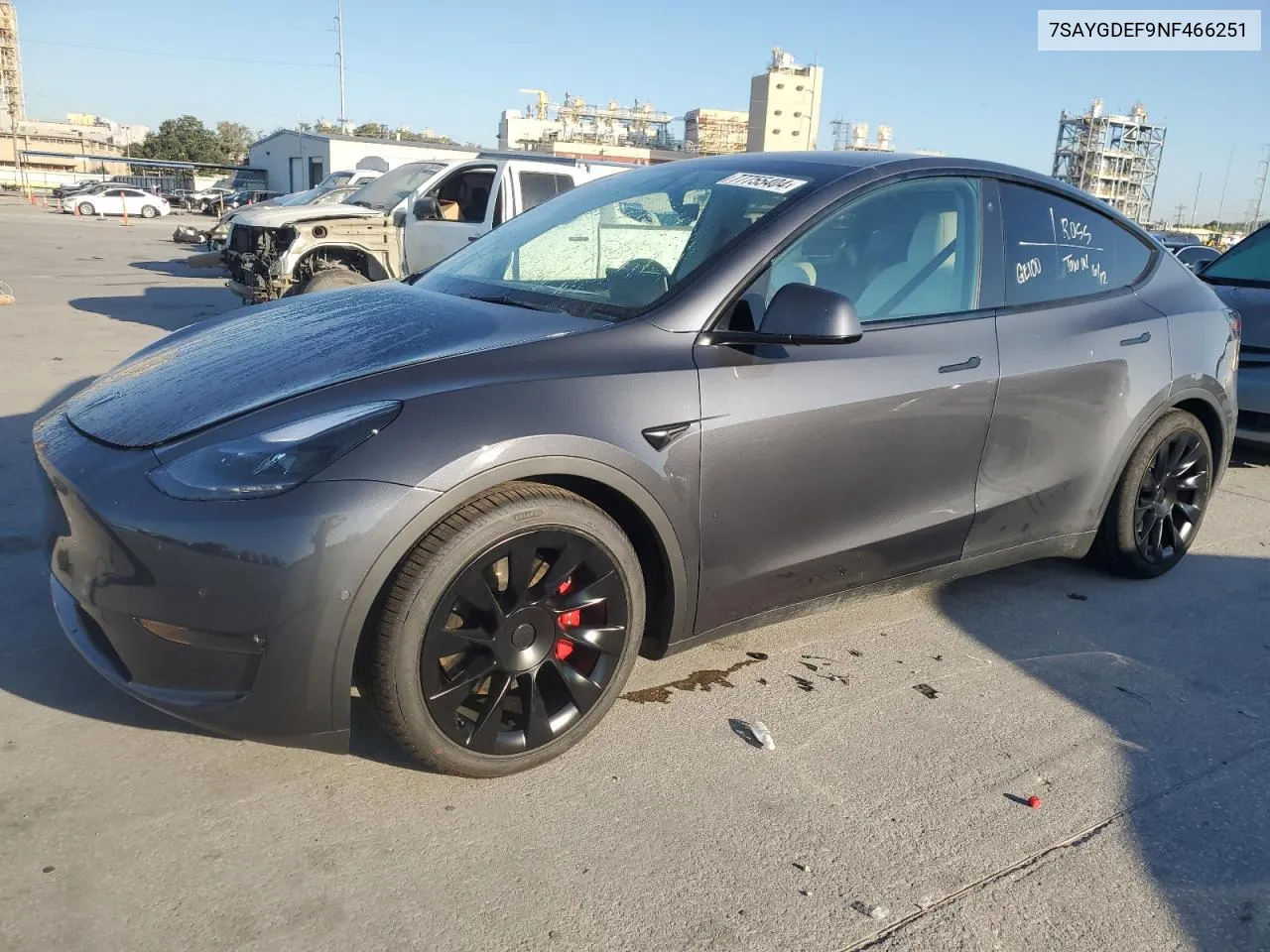 2022 Tesla Model Y VIN: 7SAYGDEF9NF466251 Lot: 77755404