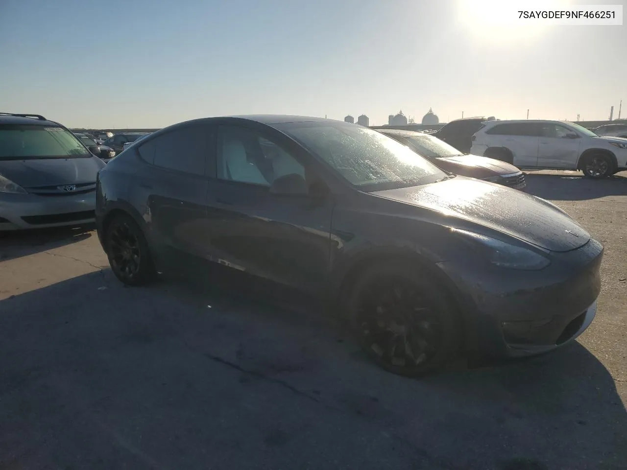 2022 Tesla Model Y VIN: 7SAYGDEF9NF466251 Lot: 77755404