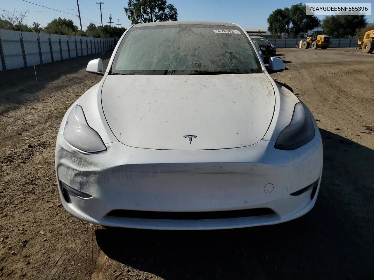 2022 Tesla Model Y VIN: 7SAYGDEE5NF565396 Lot: 78446214