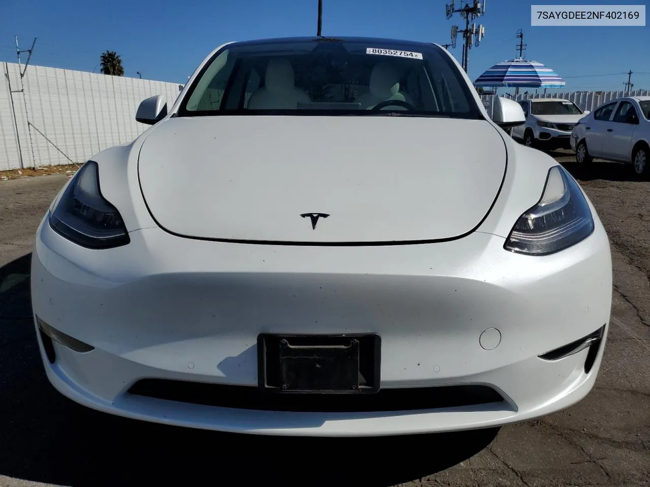 2022 Tesla Model Y VIN: 7SAYGDEE2NF402169 Lot: 80352754