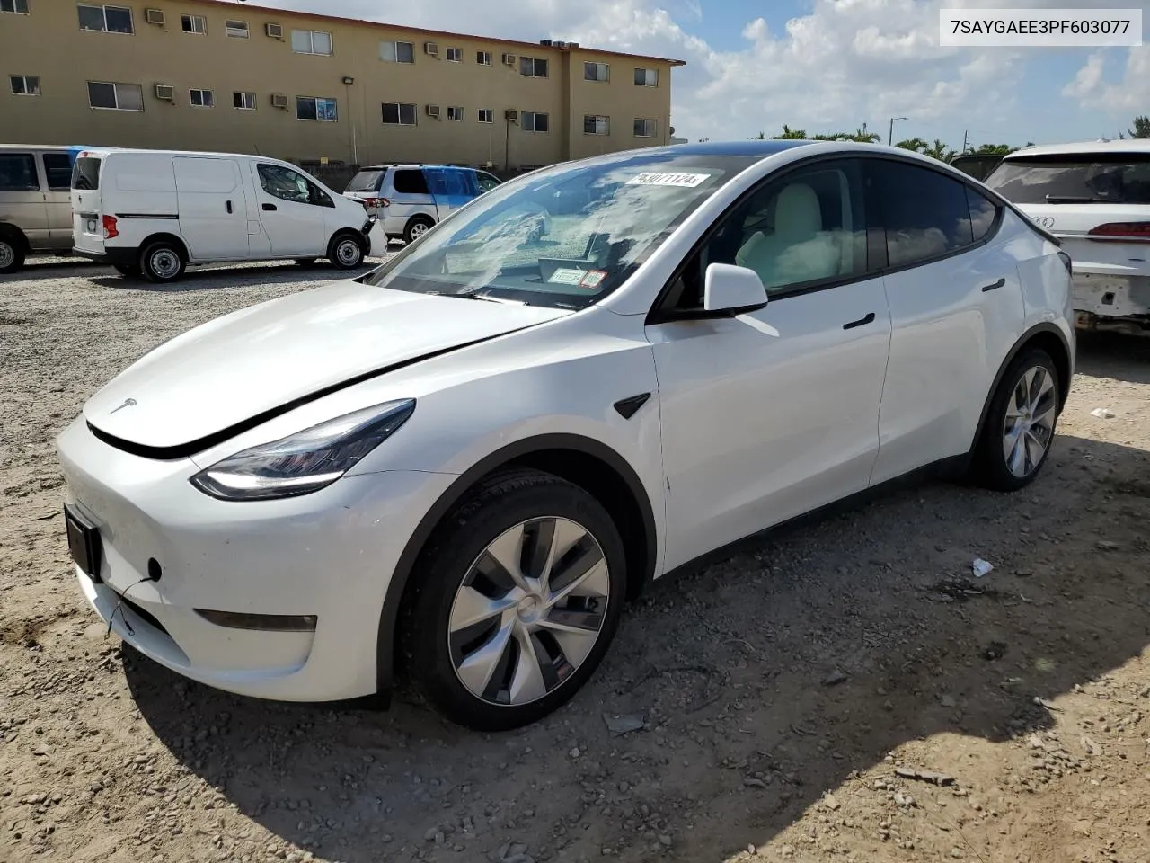 2023 Tesla Model Y VIN: 7SAYGAEE3PF603077 Lot: 43071124