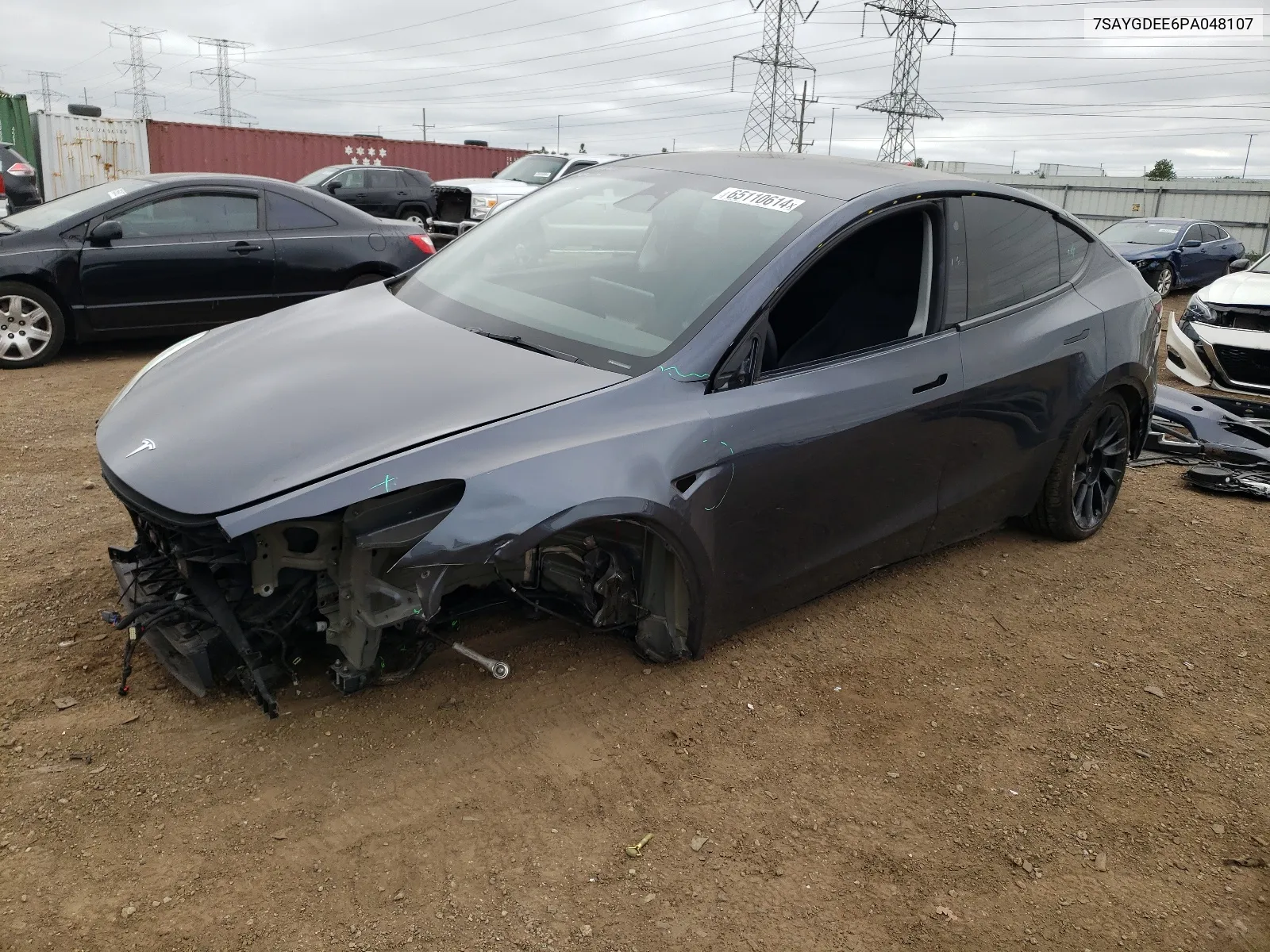 2023 Tesla Model Y VIN: 7SAYGDEE6PA048107 Lot: 65110614