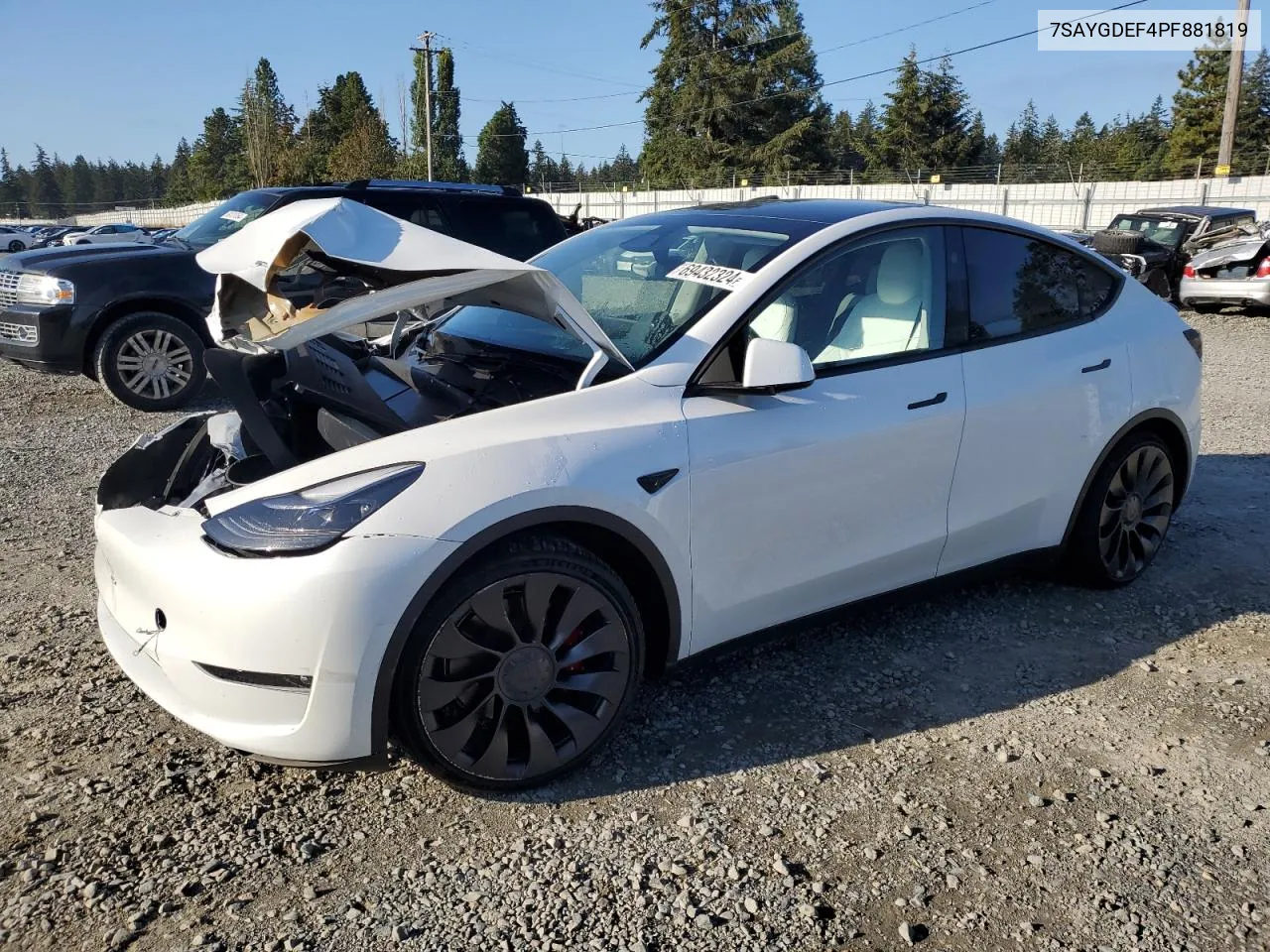 2023 Tesla Model Y VIN: 7SAYGDEF4PF881819 Lot: 69432324