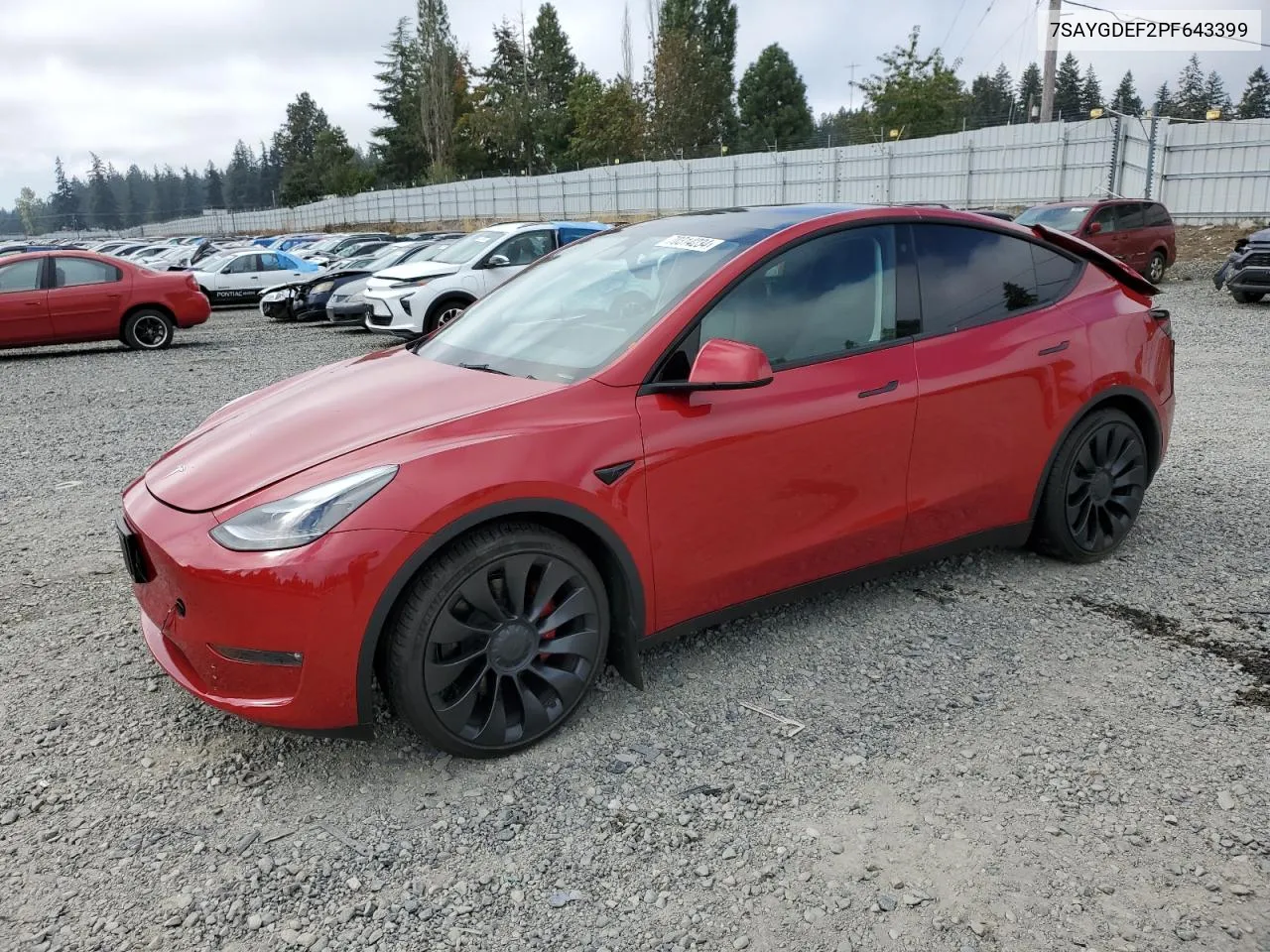 2023 Tesla Model Y VIN: 7SAYGDEF2PF643399 Lot: 70314234