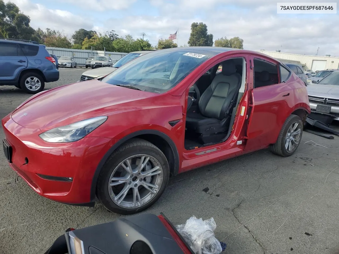 2023 Tesla Model Y VIN: 7SAYGDEE5PF687646 Lot: 72179724