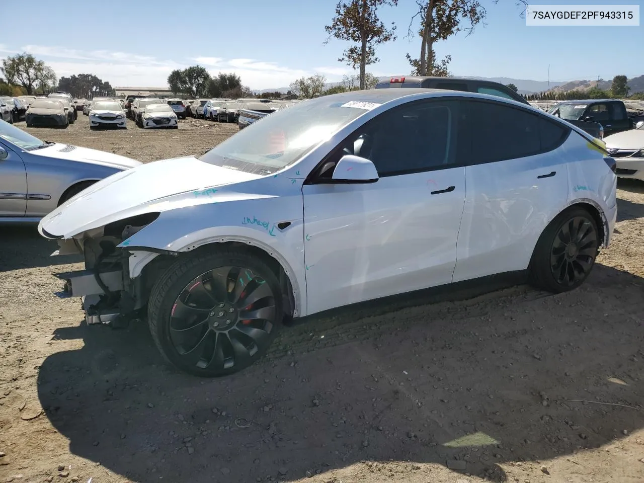 2023 Tesla Model Y VIN: 7SAYGDEF2PF943315 Lot: 75662634