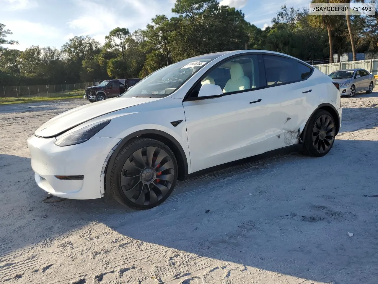 2023 Tesla Model Y VIN: 7SAYGDEF8PF751493 Lot: 77336744