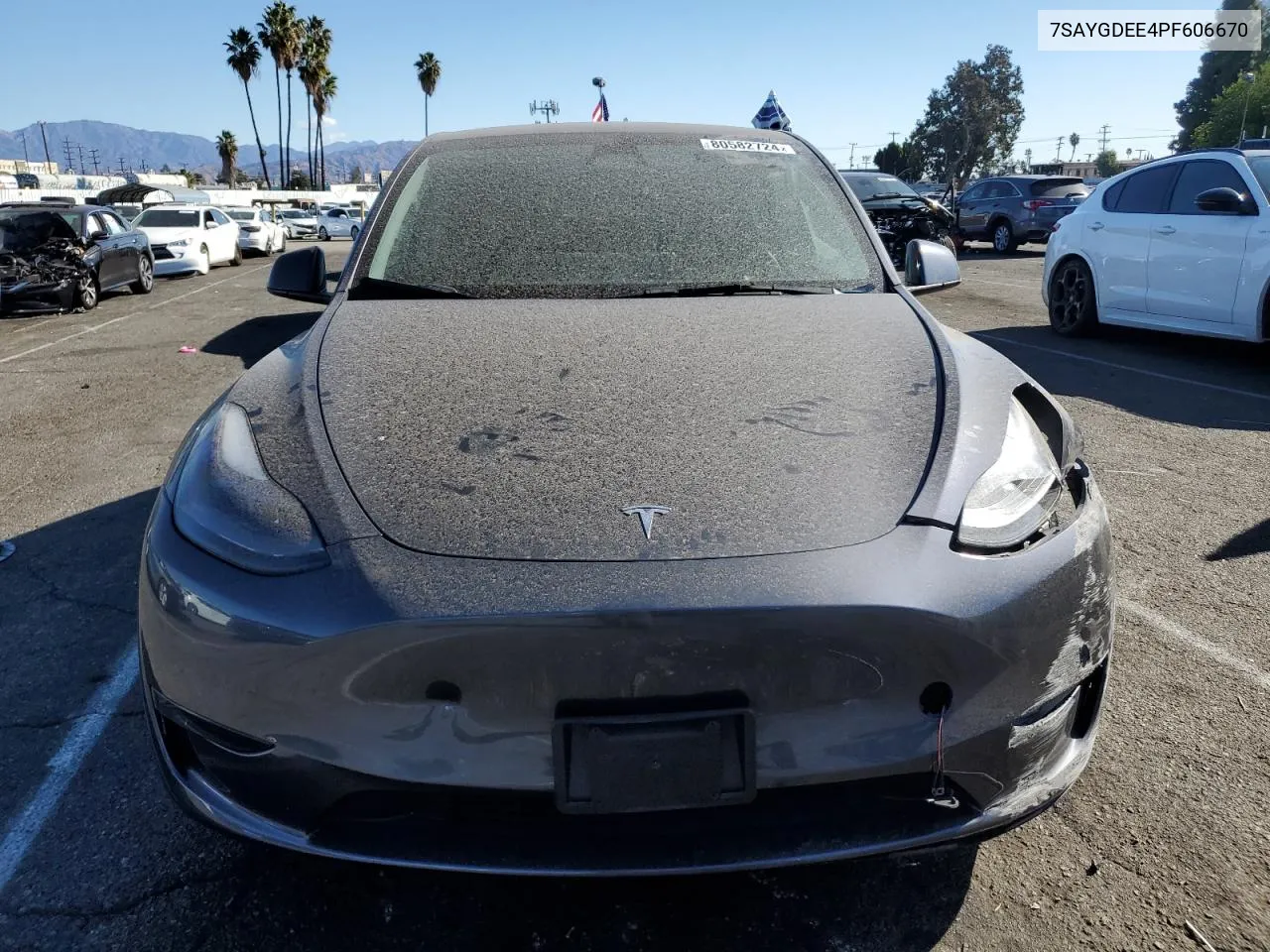 2023 Tesla Model Y VIN: 7SAYGDEE4PF606670 Lot: 80582724