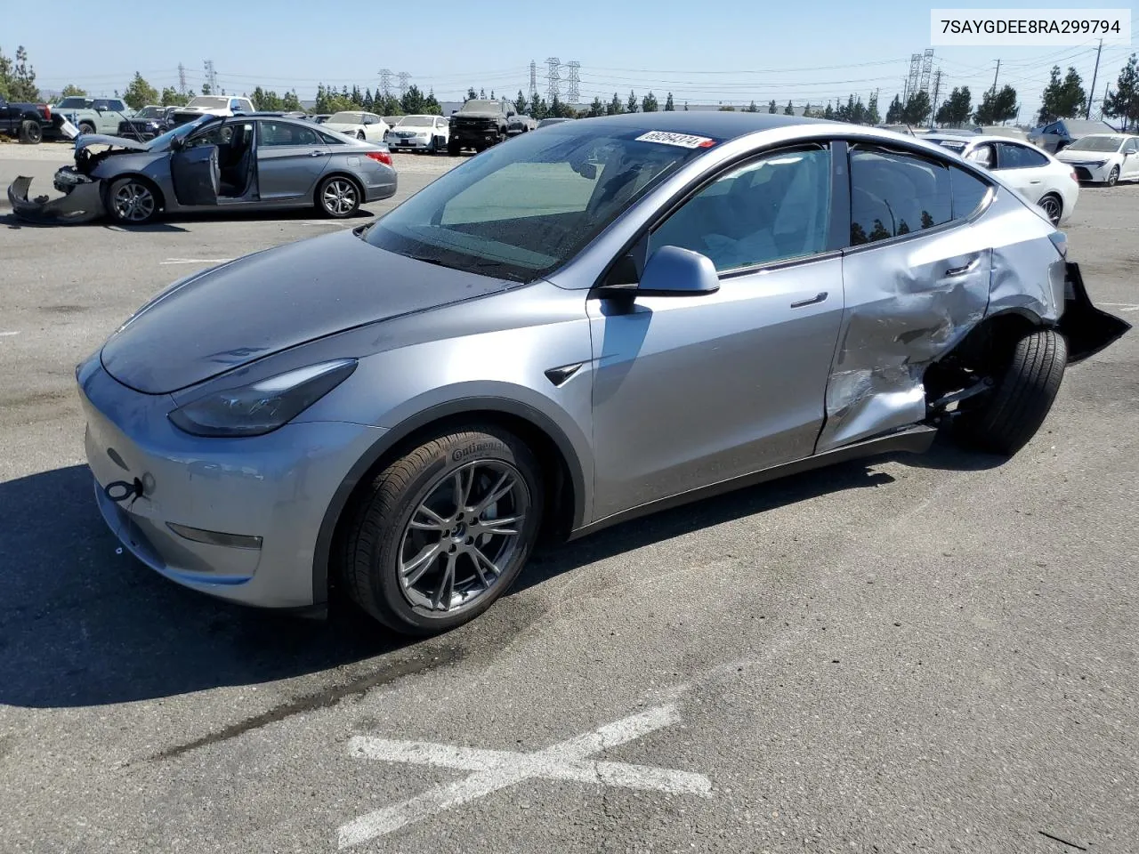 2024 Tesla Model Y VIN: 7SAYGDEE8RA299794 Lot: 69264374