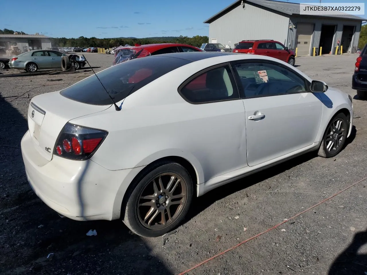 2010 Toyota Scion Tc VIN: JTKDE3B7XA0322279 Lot: 74918304