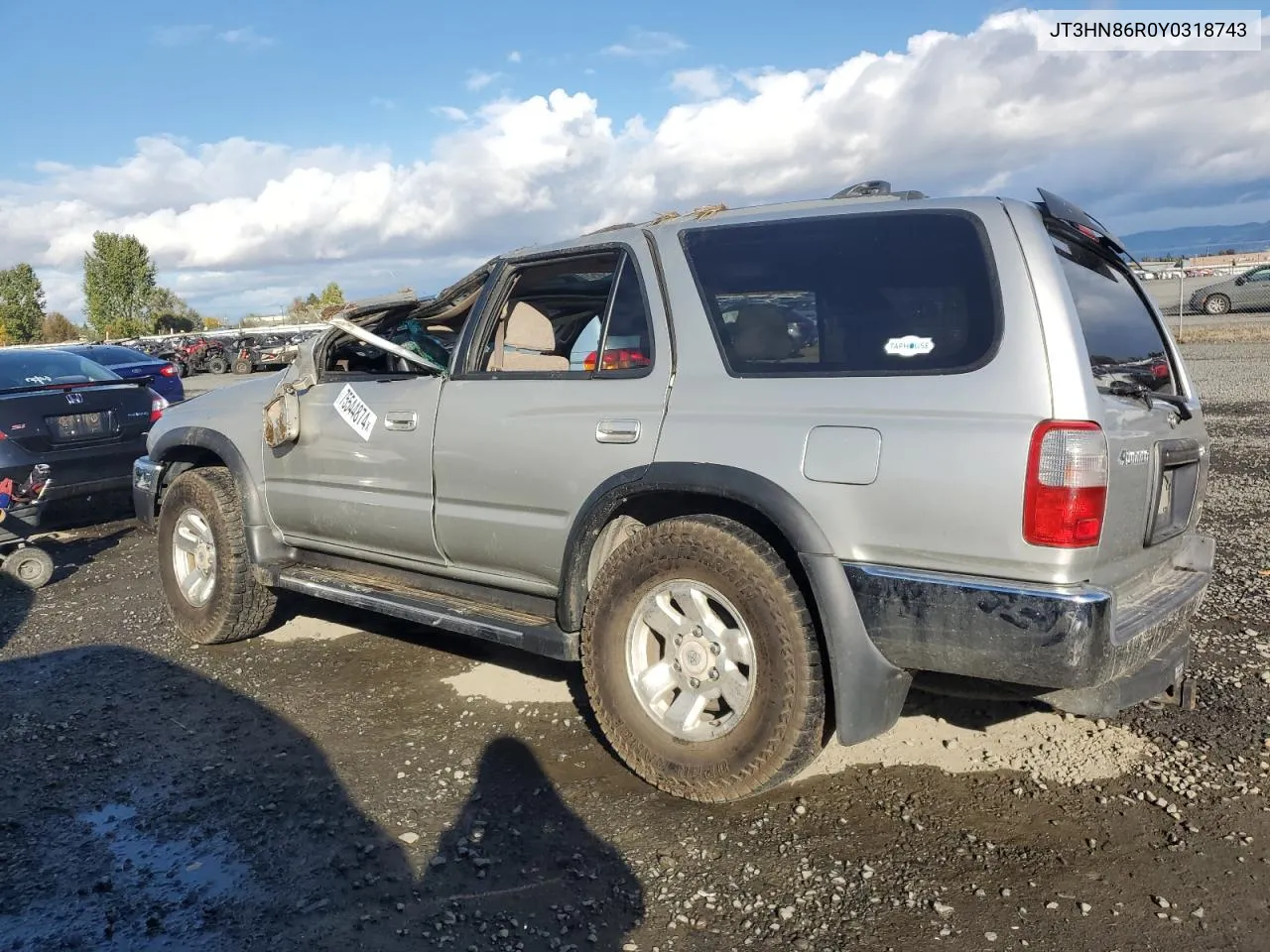 2000 Toyota 4Runner Sr5 VIN: JT3HN86R0Y0318743 Lot: 75544874