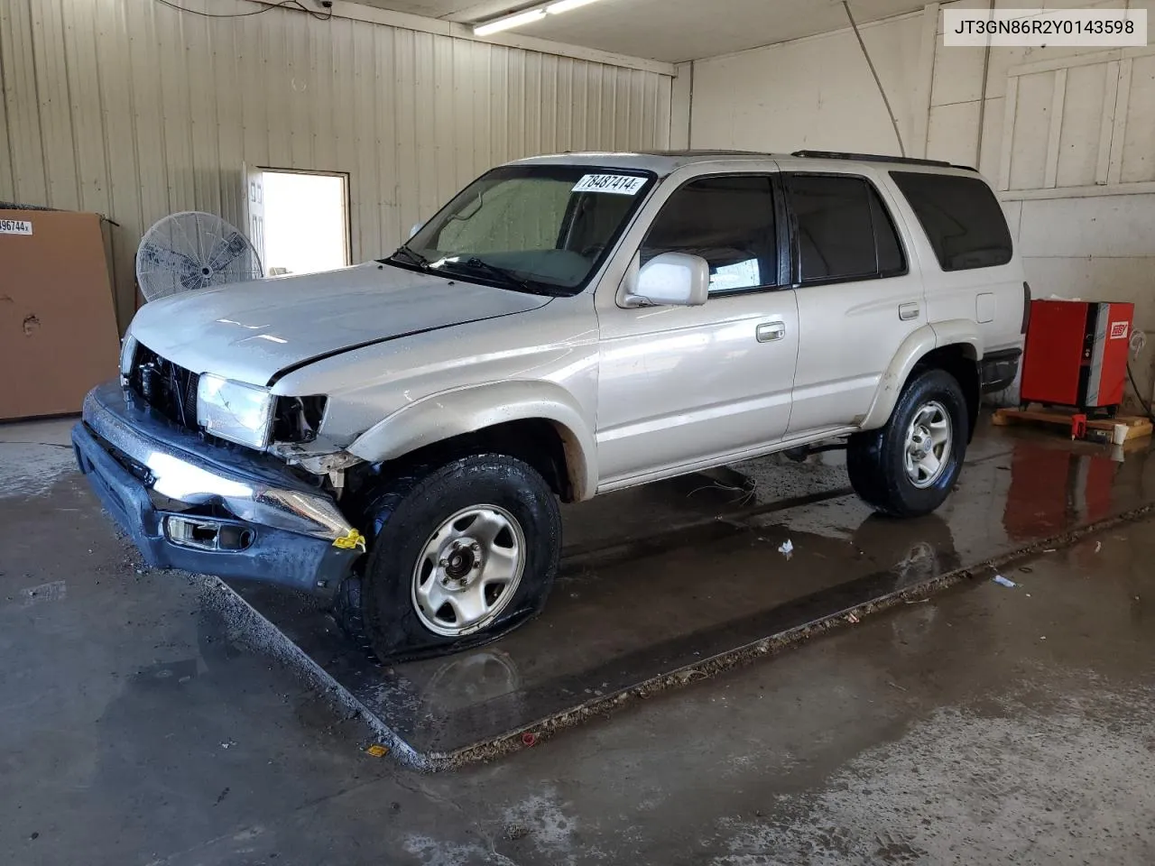 2000 Toyota 4Runner Sr5 VIN: JT3GN86R2Y0143598 Lot: 78487414