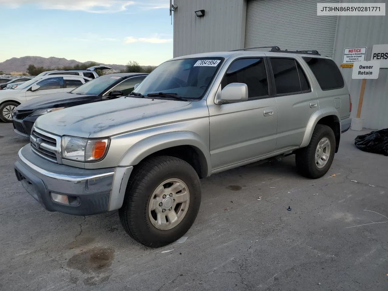 2000 Toyota 4Runner Sr5 VIN: JT3HN86R5Y0281771 Lot: 78541954