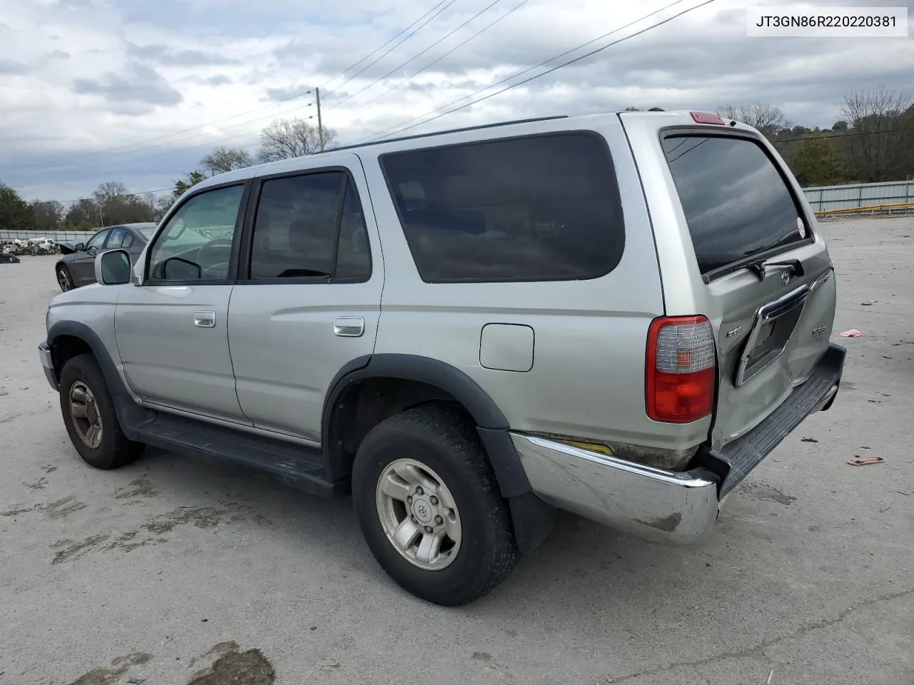 2002 Toyota 4Runner Sr5 VIN: JT3GN86R220220381 Lot: 79269504