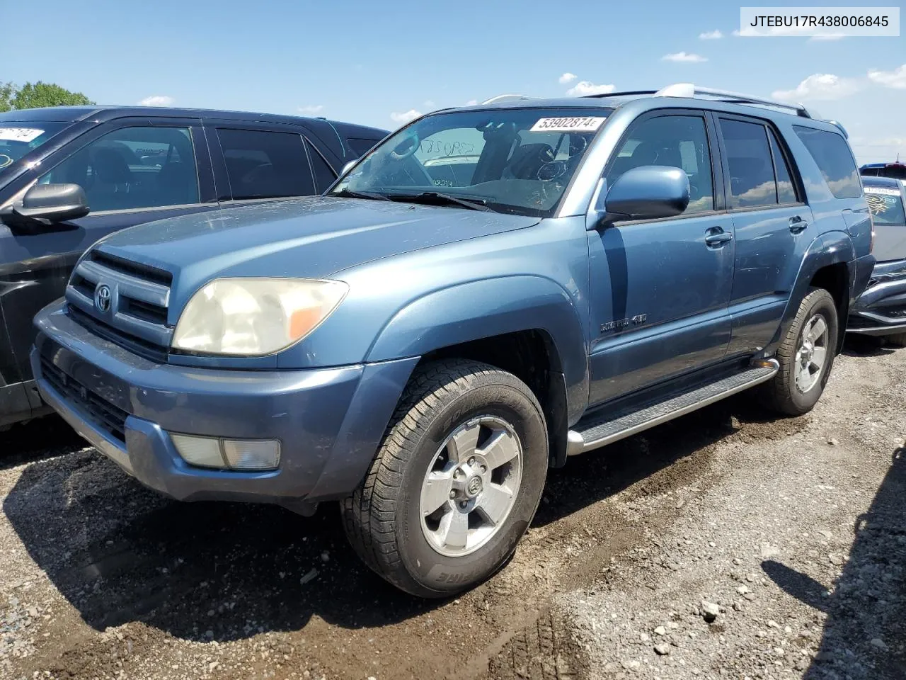 2003 Toyota 4Runner Limited VIN: JTEBU17R438006845 Lot: 53902874