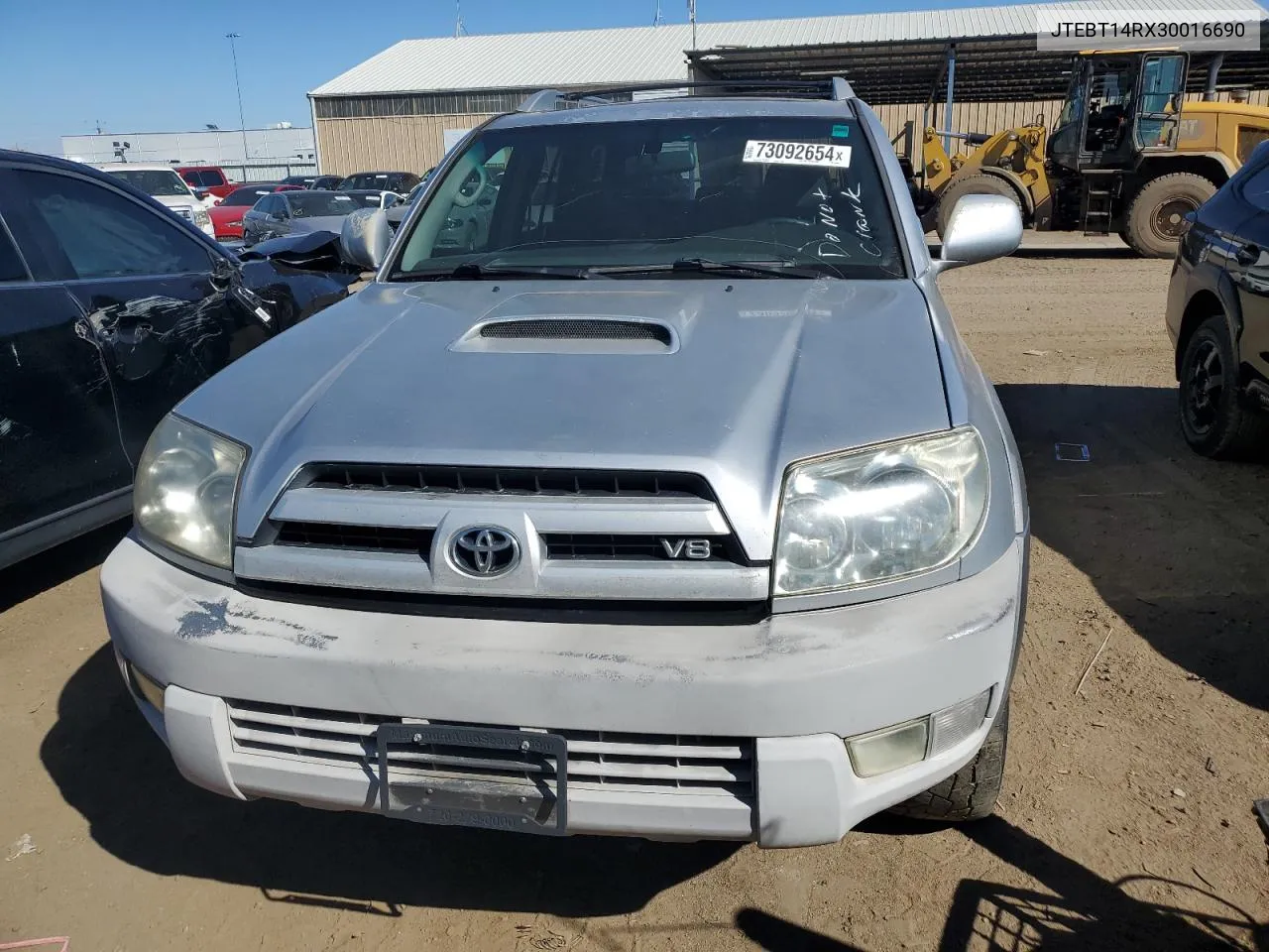 2003 Toyota 4Runner Sr5 VIN: JTEBT14RX30016690 Lot: 73092654